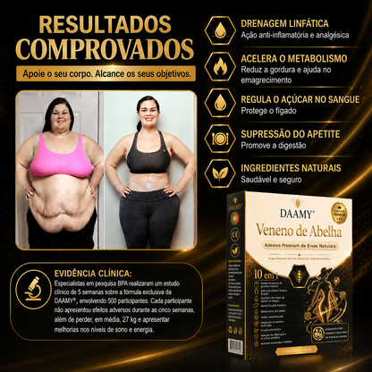 Adesivo Premium 10 em 1 à Base de Ervas Naturais com Veneno de Abelha  (Mudanças visíveis em apenas 7 dias)  ✅ Para gestão do peso, cuidados com a pele, controlo da glicemia, bem-estar respiratório durante o sono, desconforto nas articulações e muito mais